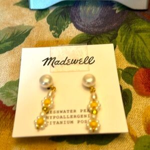 Madewell Freshwater pearls, hypoallergenic, titanium pierced post earrings NEW